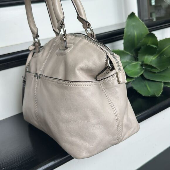 Tignanello Genuine Leather Satchel Tote Handbag Neutral Beige Soft Luxurious - Picture 4 of 9